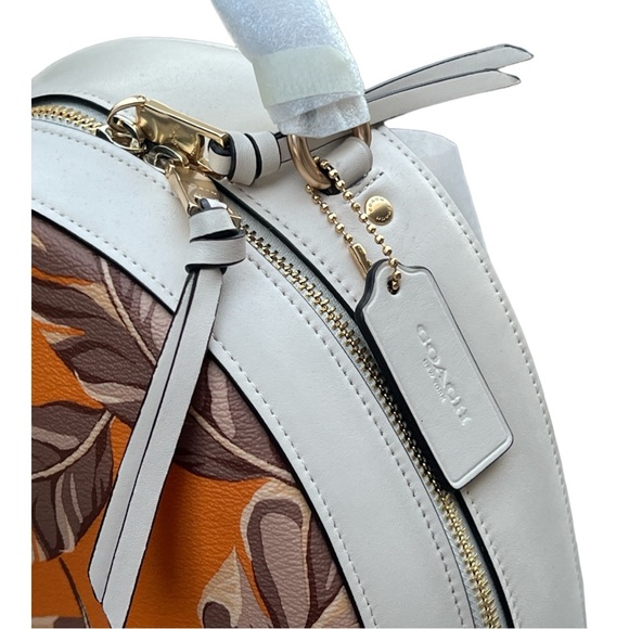 Coach Signature Jordyn Backpack Natural Banana Leaves Redwood Sunbeam Multi NWT - Picture 9 of 12